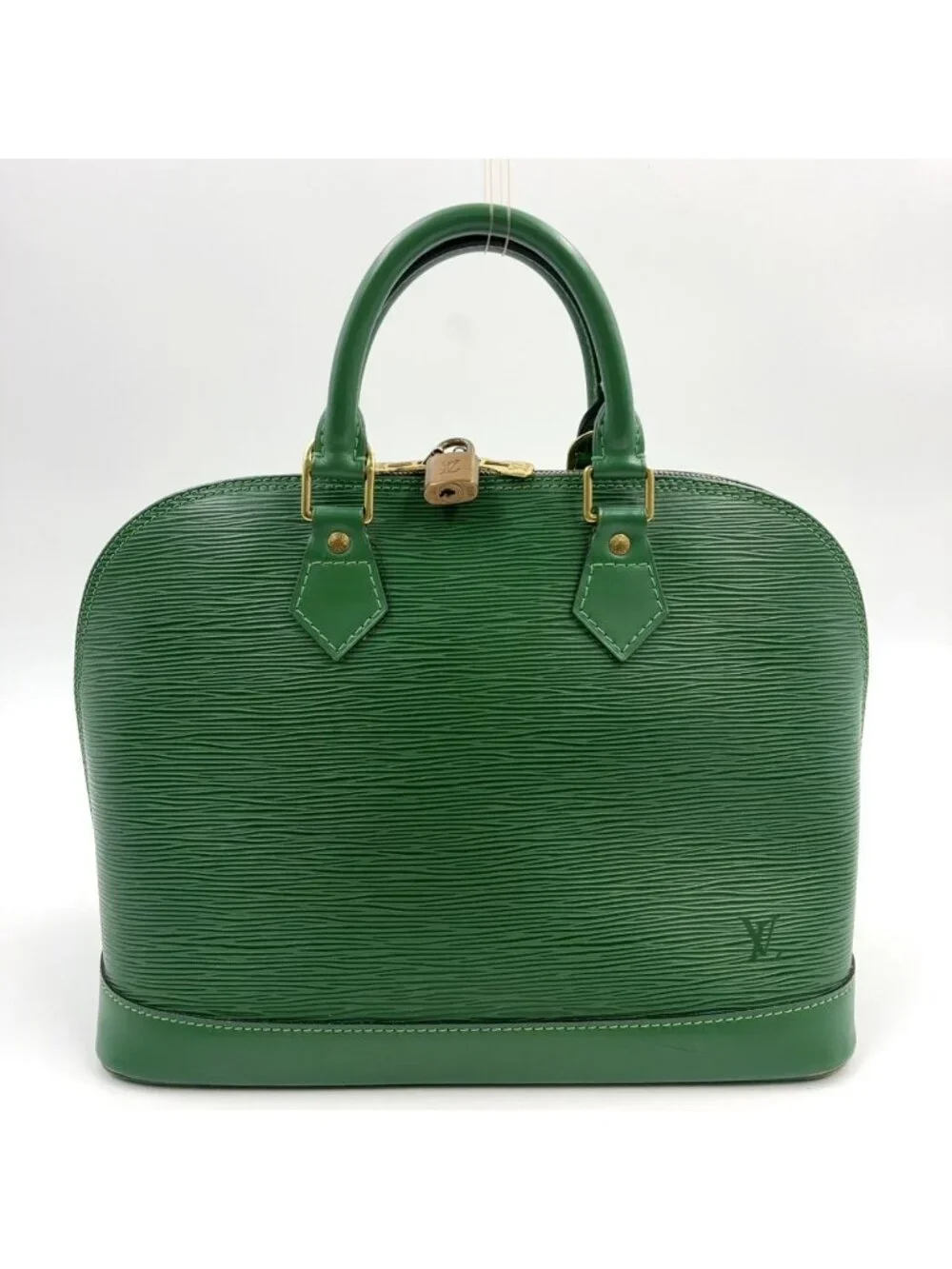 Louis Vuitton Alma Epi Borneo Green Leather Handbag Gold